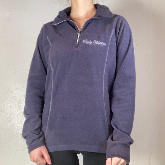 Soft Dark Purple Microfleece Embroidered Quarter Zip Pullover - Picture 8 of 10